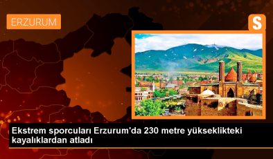 Erzurum’un Uzundere ilçesindeki kayalıklardan atlayışlar nefes kesti