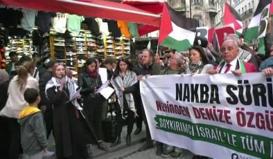 Filistinliler İstanbul’da Filistin Halkıyla Dayanışma Yürüyüşü Gerçekleştirdi